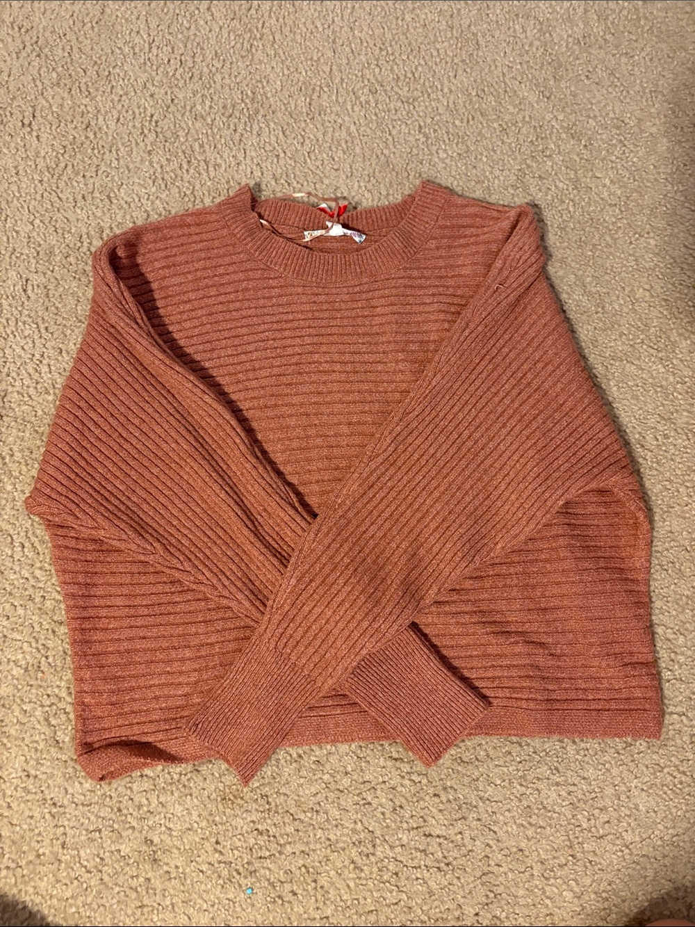 NWT Pink Rose Ribbed Crewneck Sweater in Rusty Rose